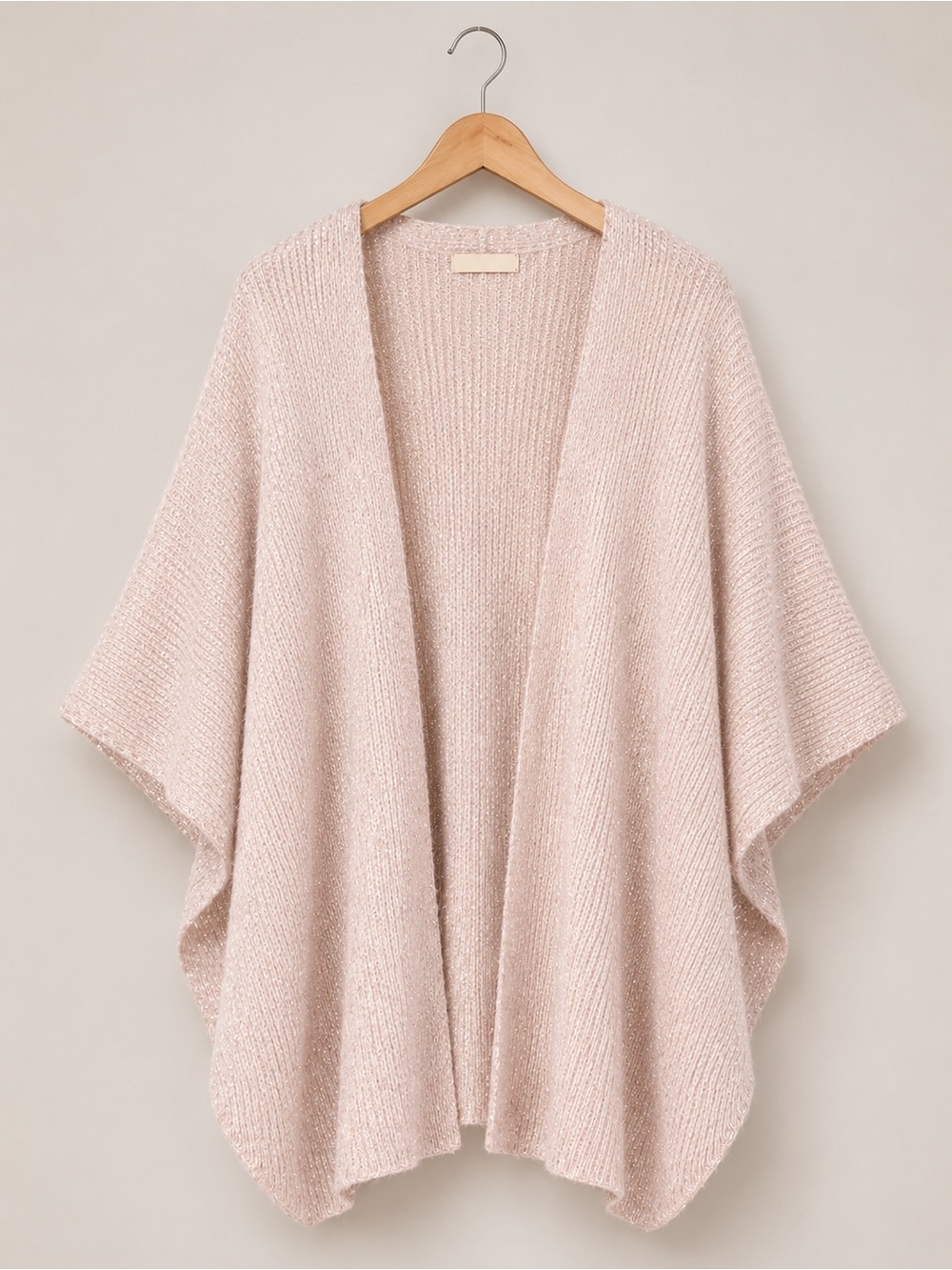 Eyelash Metallic Ruana in Soft Pink